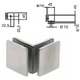 BISAGRAS Y SOPORTES CRISTAL DE 8 A 10 MM DE GROSOR INOX MATE 90º FIJACION VIDRIO/VIDRIO 8/10MM