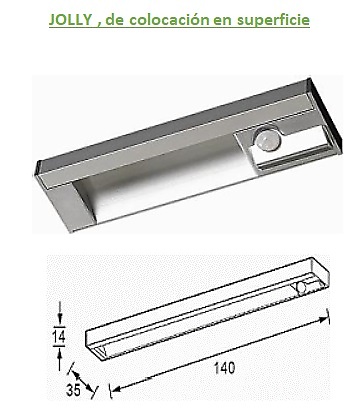 AB REGLETA JOLLY LED CON SENSOR PROXIMIDAD A 12V SUPERFICIE 4200/4500ºK BLANCO NATURAL 12DC 28W 