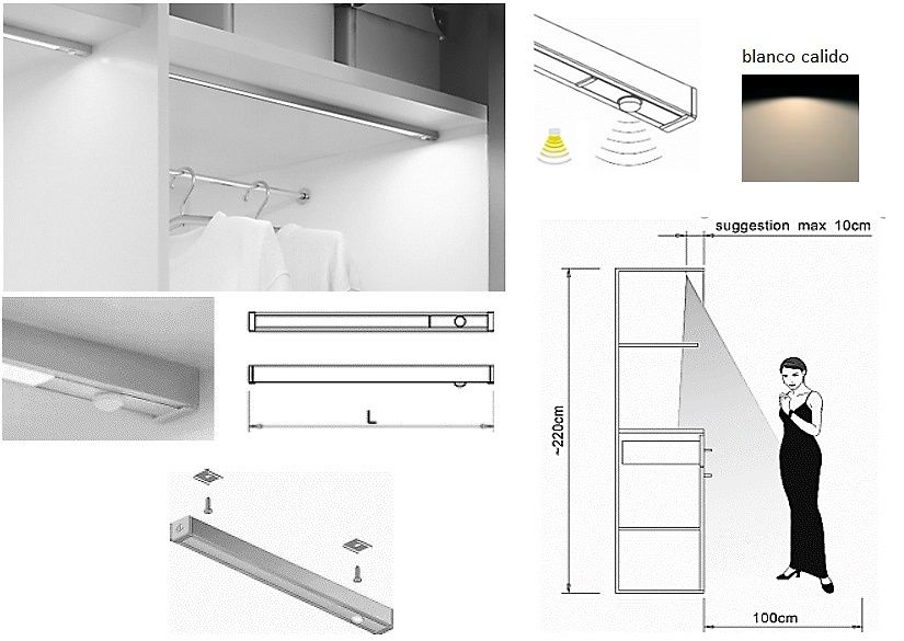 AB REGLETA SOBREPONER LED FLOW 220/240V CON INTERRUPTOR ON/OFF ALUMINIO PLATA MATE 