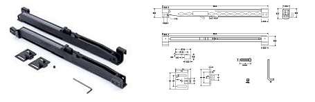 ACCESORIOS PARA CORREDERAS PCB1 Y PCB2 NEGRO Herrajes para puerta de granero cierre suave o amortiguador. Capacidad de Peso: 80KGS ACERO 1 JUEGO 