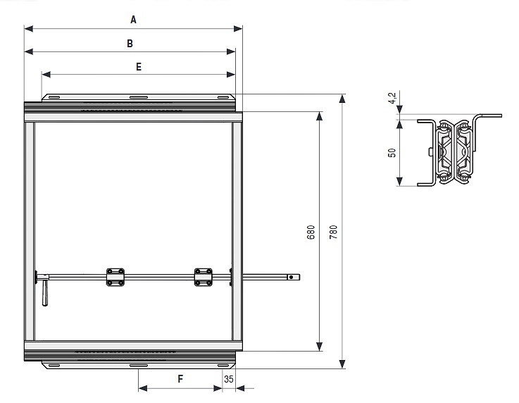 ACE 50 Bastidor de acero combinado con aluminio extensible para mesasCon volteador para tableros integrado.Apertura y cierre sincronizado 620 mm 600 MM 644 MM 1264 MM 550 MM 240 MM ALUMINIO/ACERO 1200 mm 1200 MM 1230 MM 1277 MM 250 MM 2607 MM ALUMINIO/ACERO 