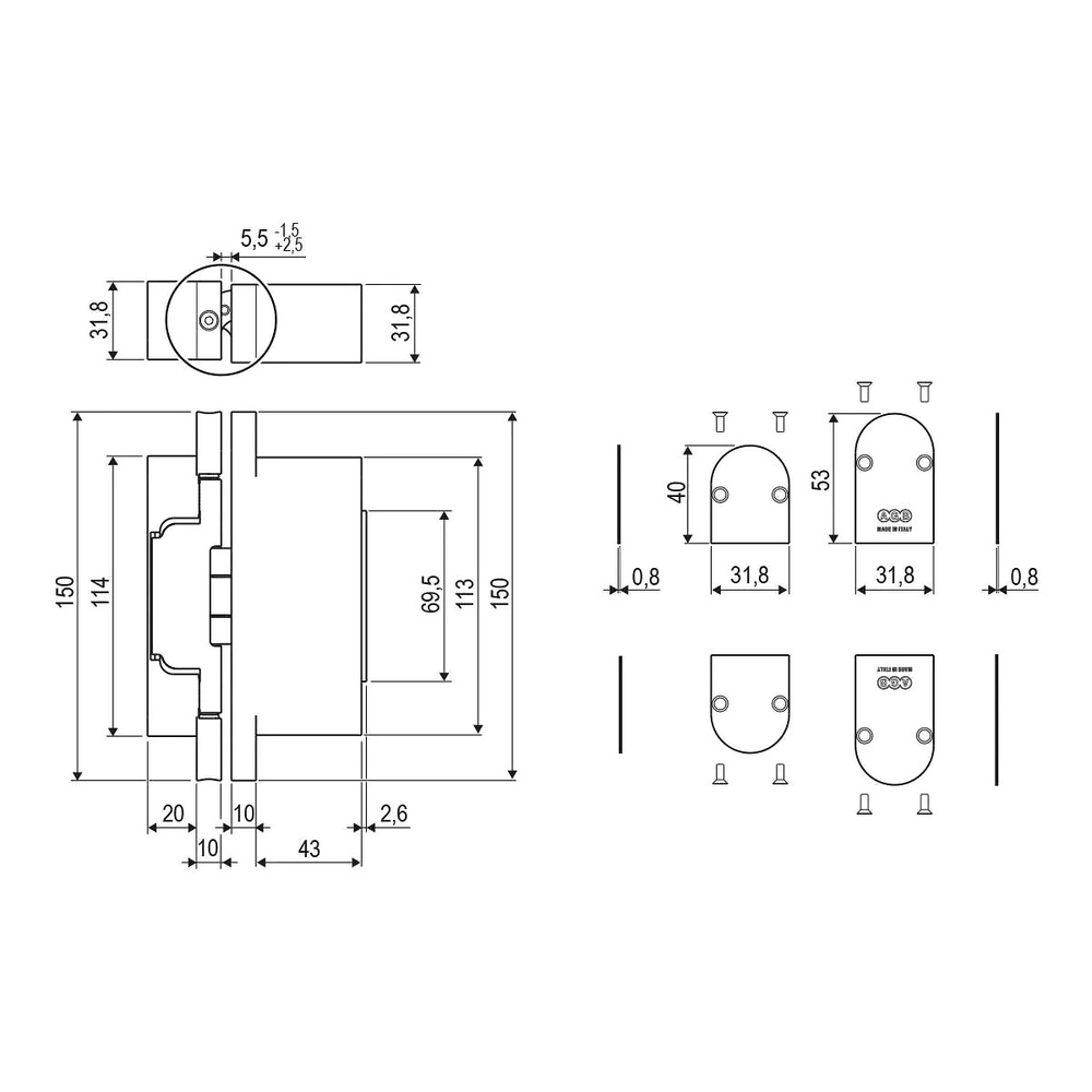 AGB BISAGRA OCULTA ECLIPSE SELF RF CON EMBELLECEDOR 100 KG 