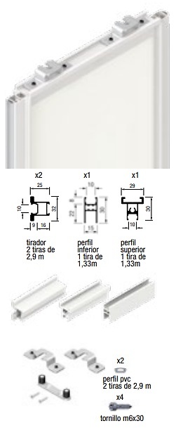 AIR M60 KIT PUERTA DE PASO COLGANTE ALUMINIO KIT DE 1 PUERTA DE ALUMINIO BASE AIR 2900MM 