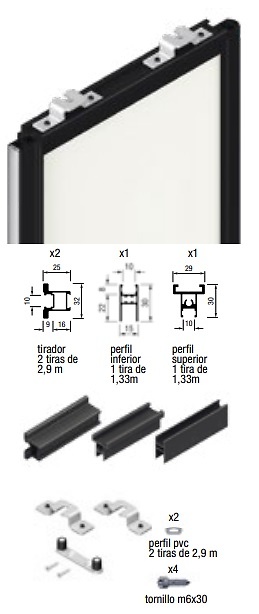 AIR M60 KIT PUERTA DE PASO COLGANTE ALUMINIO KIT DE 1 PUERTA DE ALUMINIO BASE AIR 2900MM 