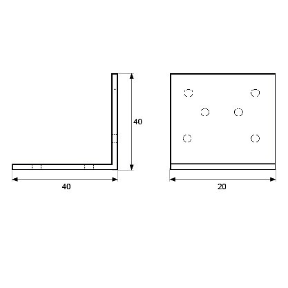 ANGULO PESANTE AN12 40x40x20mm ZINCADO ZINCADO 40 20 2 MM 40 ACERO 100 