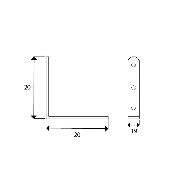 ANGULO REFUERZO AN01 BICROMATADO BICROMATADO 19 20 REDONDO 2 MM 20 ACERO 100 