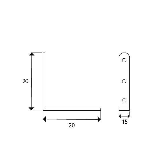 ANGULO REFUERZO AN02 ZINCADO ZINCADO 15 20 CUADRADO 2 MM 20 ACERO 100 