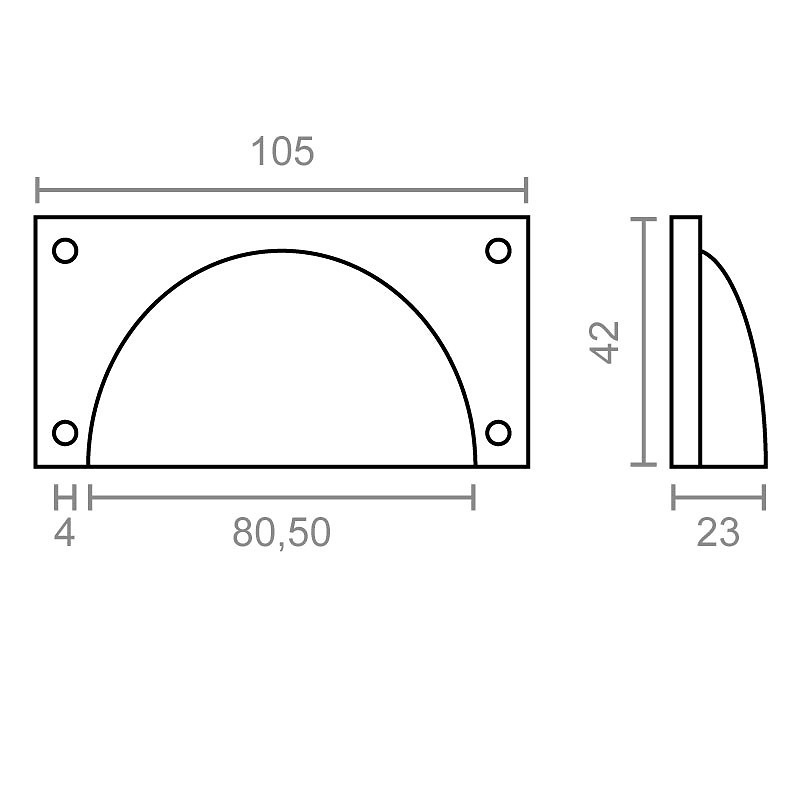 ASA CONCHA RECTANGULAR TRM22 105x42mm NEGRO RUSTICO 