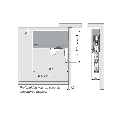 AVENTOS HK TOP BLUM PARA PUERTAS ABATIBLES APERTURA ASCENDENTE 