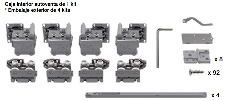 AXIS FREE 2 SISTEMA PARA 2 PUERTAS 4 HOJAS PLEGABLES DE MADERA GRIS KIT CARROS 