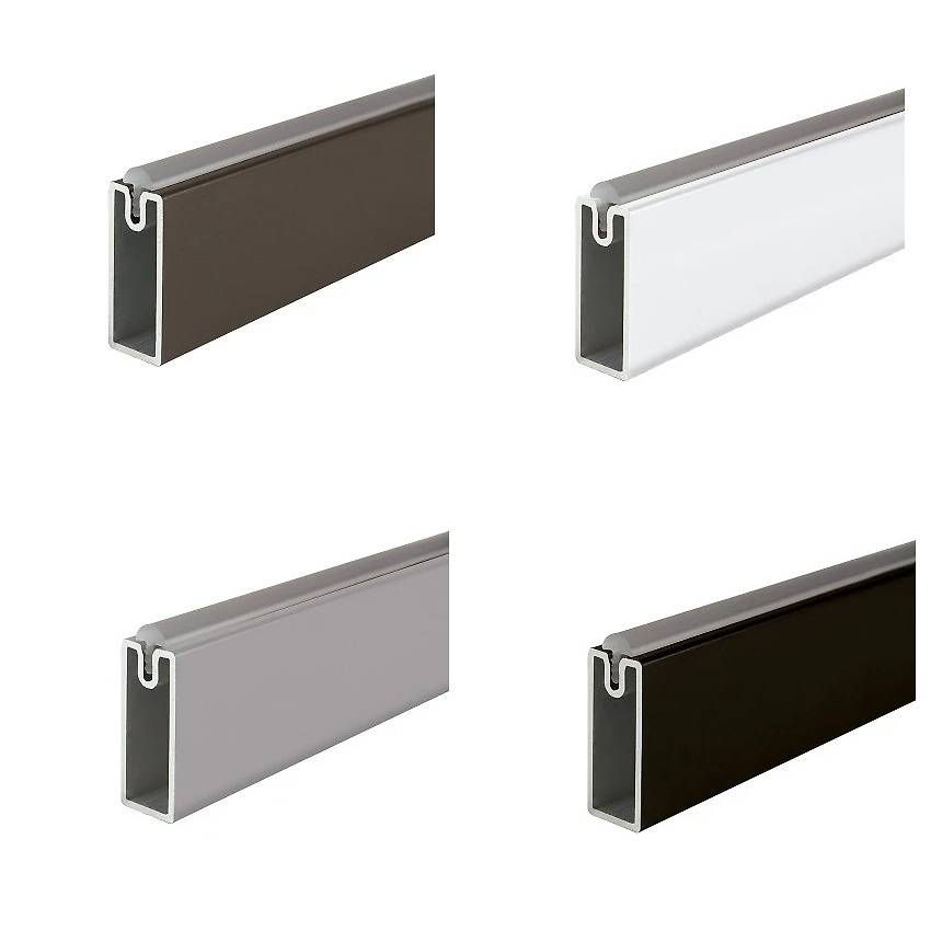 BARRA ARMARIO RECTANGULAR ELITE 30X12MM 2 MTS CON GOMA ANTIDESLIZANTE ALUMINIO 