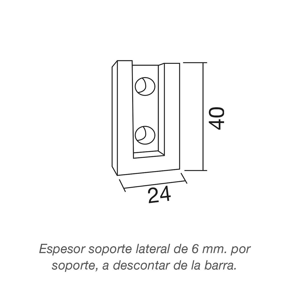 BARRA ARMARIO RECTANGULAR ELITE 30X12MM 2 MTS CON GOMA ANTIDESLIZANTE ALUMINIO 
