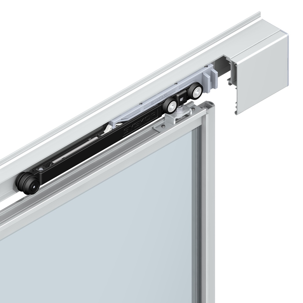 BASE FLOOR KIT PUERTA RUEDA OCULTA CARRIL 75 PARA TABLERO O CRISTAL 