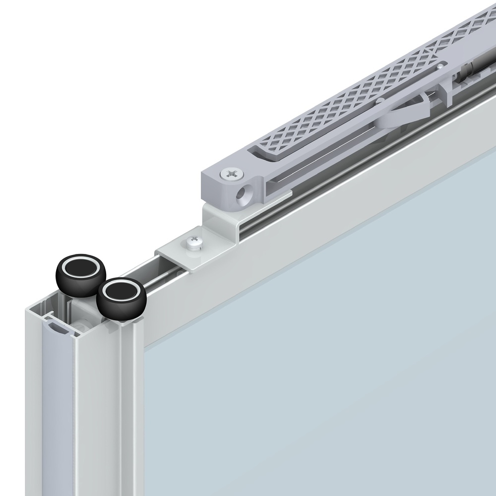 BASE FLOOR KIT PUERTA RUEDA OCULTA CARRIL 75 PARA TABLERO O CRISTAL 