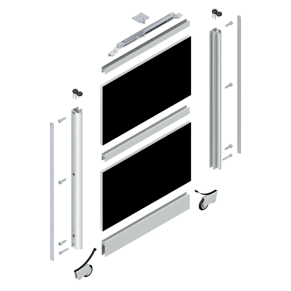 BASE FLOOR KIT PUERTA RUEDA OCULTA CARRIL 75 PARA TABLERO O CRISTAL 