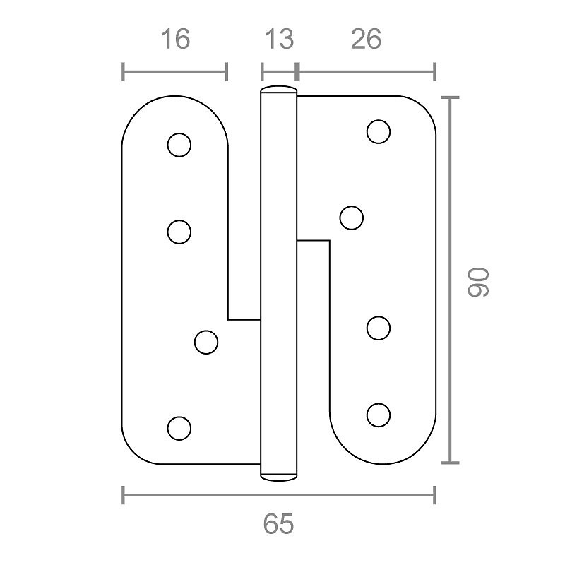 BISAGRA BS17 100x86x3mm INOX INOX 13 65 cuadrado izquierda 3mm 95 ACERO INOXIDABLE 1 