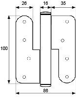 BISAGRA BS17 100x86x3mm INOX INOX 16 86 cuadrado derecha 3mm 106 ACERO INOXIDABLE 2 