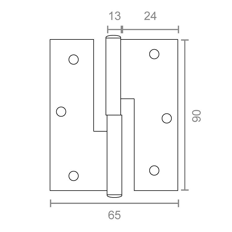 BISAGRA BS18 90x65x2,5mm INOX INOX 13 65 canto cuadrado 25mm 95 DERECHA ACERO INOXIDABLE 1 