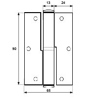 BISAGRA BS18 90x65x2,5mm INOX INOX 13 65 canto cuadrado 25mm 95 DERECHA ACERO INOXIDABLE 10 