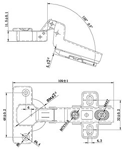 BISAGRA CAZOLETA CLIP BC03 D:35mm ZINCADO ZINCADO 37,3 635 BISAGRA CAZOLETA CLIP S/ACODADA BC03 D:35mm ZINCADO 109 ACERO 24 