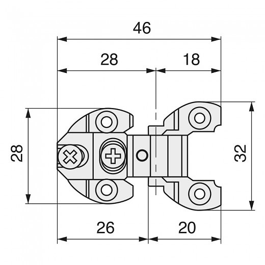 BISAGRA EMBUTIDA DECORATIVA 32 MM 3 REGULACIONES 