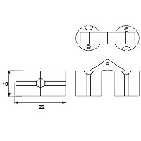 BISAGRA OCULTA BS01 LATON SATINADO LATON SATINADO 10 10 22 LATON 10 