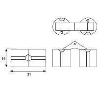 BISAGRA OCULTA BS01 LATON SATINADO LATON SATINADO 14 14 31 LATON 10 