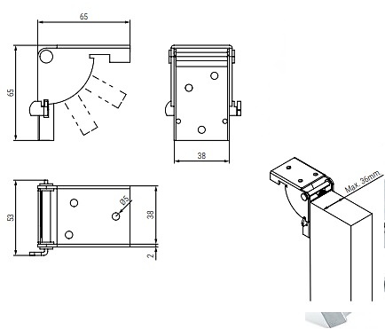 BISAGRA PATA ABATIBLE CON CLIP FIJACION 