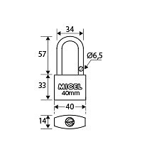 BLISTER CANDADO ARCO LARGO CN02 LATONADO LATON LATON 1 