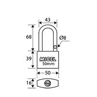 BLISTER CANDADO ARCO LARGO CN02 LATONADO LATON LATON 1 