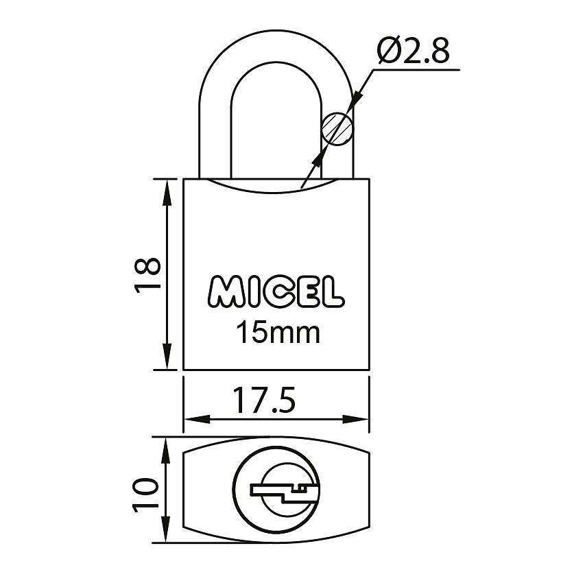 BLISTER CANDADO ARCO NORMAL CN01 LATONADO LATON LATON 1 