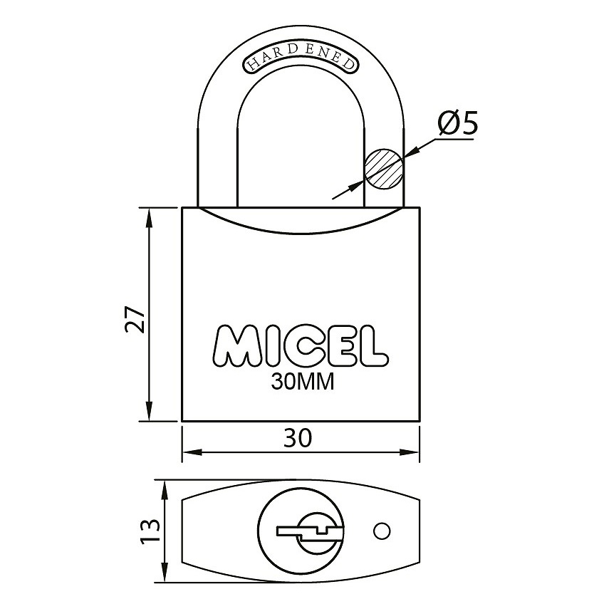 BLISTER CANDADO ARCO NORMAL CN01 LATONADO LATON LATON 1 