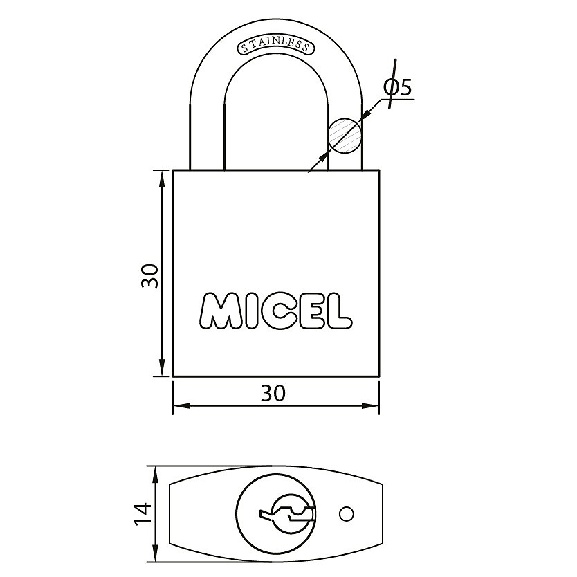 BLISTER CANDADO ARCO NORMAL CN04 ACERO INOX INOX ACERO INOXIDABLE 1 