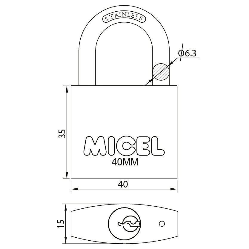 BLISTER CANDADO ARCO NORMAL CN04 ACERO INOX INOX ACERO INOXIDABLE 1 