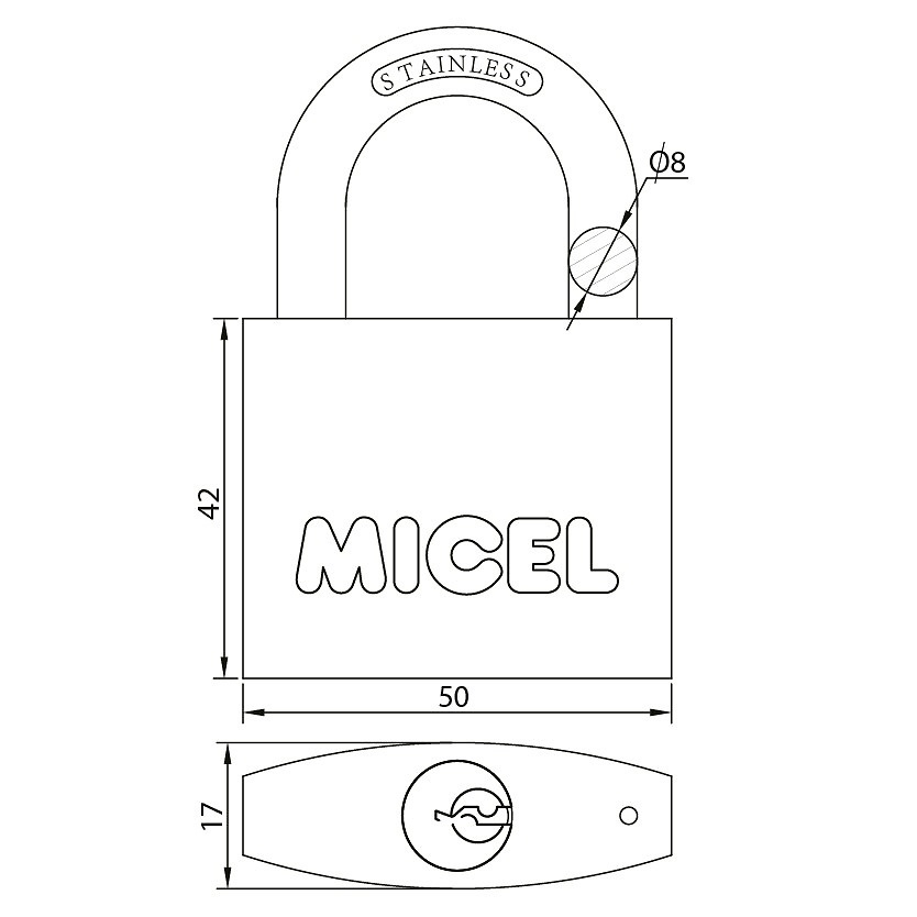 BLISTER CANDADO ARCO NORMAL CN04 ACERO INOX INOX ACERO INOXIDABLE 1 