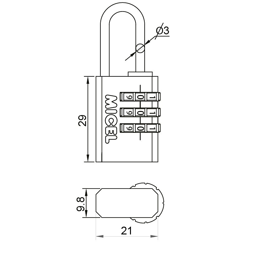 BLISTER CANDADO ARCO NORMAL CN04 ACERO INOX LATON LATON 1 