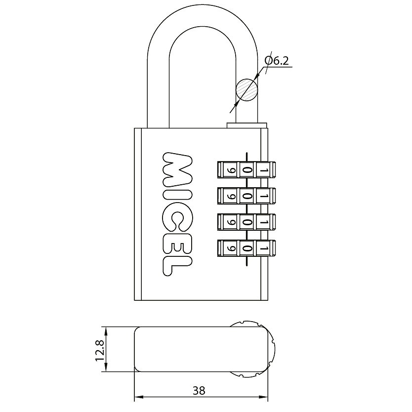 BLISTER CANDADO ARCO NORMAL CN04 ACERO INOX LATON LATON 1 