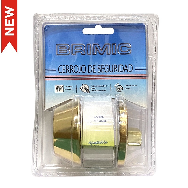 BLISTER CERROJO LLAVE-CONDENA CRR04 60/70mm LATON PULIDO 60 95 85 ACERO 1 