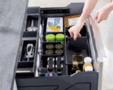 CAJON ORGANIZADOR COCINA CUTLERY ANTRACITA EXTRACCION TOTAL SOFTBRAKE 