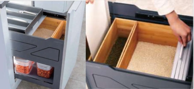 CAJON ORGANIZADOR COCINA GRAIN ANTRACITA EXTRACCION TOTAL SOFTBRAKE 