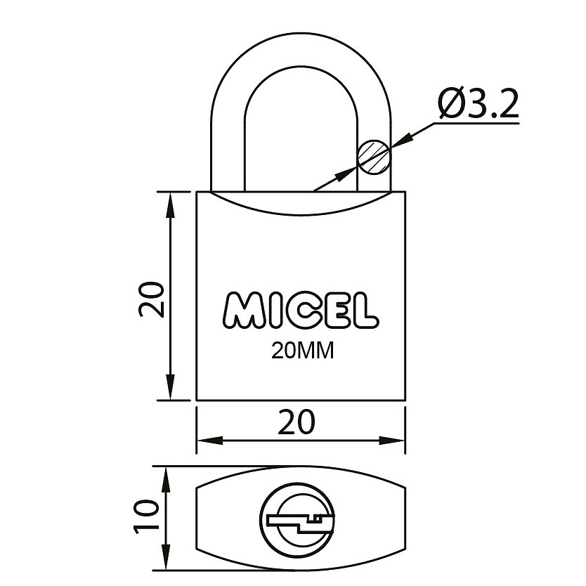 CANDADO ARCO NORMAL LLAVES IGUALES CN01 LATONADO LATON 10 20 35 LATON 12 
