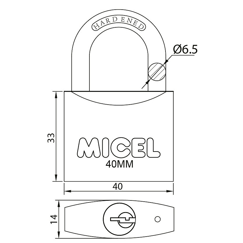 CANDADO ARCO NORMAL LLAVES IGUALES CN01 LATONADO LATON 14 40 50 LATON 6 