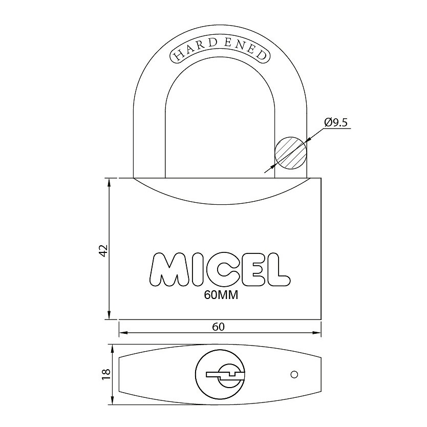 CANDADO ARCO NORMAL LLAVES IGUALES CN01 LATONADO LATON 18 60 50 LATON 6 