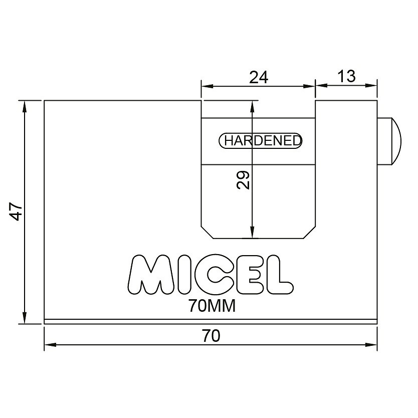 CANDADO RECTANGULAR LLAVES IGUALES CN03 LATONADO LATON 70 47 LATON 6 