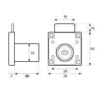 CERRADURA MUEBLE CM01 CROMO BRILLO CROMO BRILLO 26 39 40 ZAMAK LLAVES DISTINTAS 1 