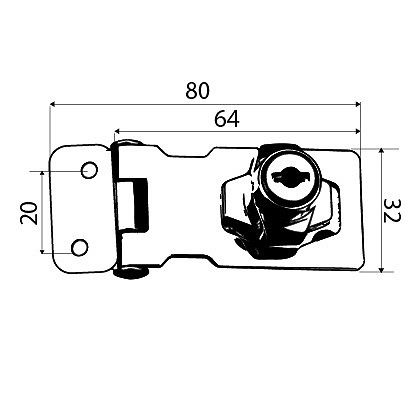 CERRADURA MUEBLE HEBILLA CM19 CROMO BRILLO CROMO BRILLO 29 32 80 ZAMAK 1 