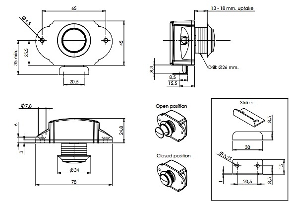 CERRADURA PUSH LOCK MODELO RV-ROUND 