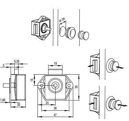 CERRADURA PUSH MODELO CARAVAN 