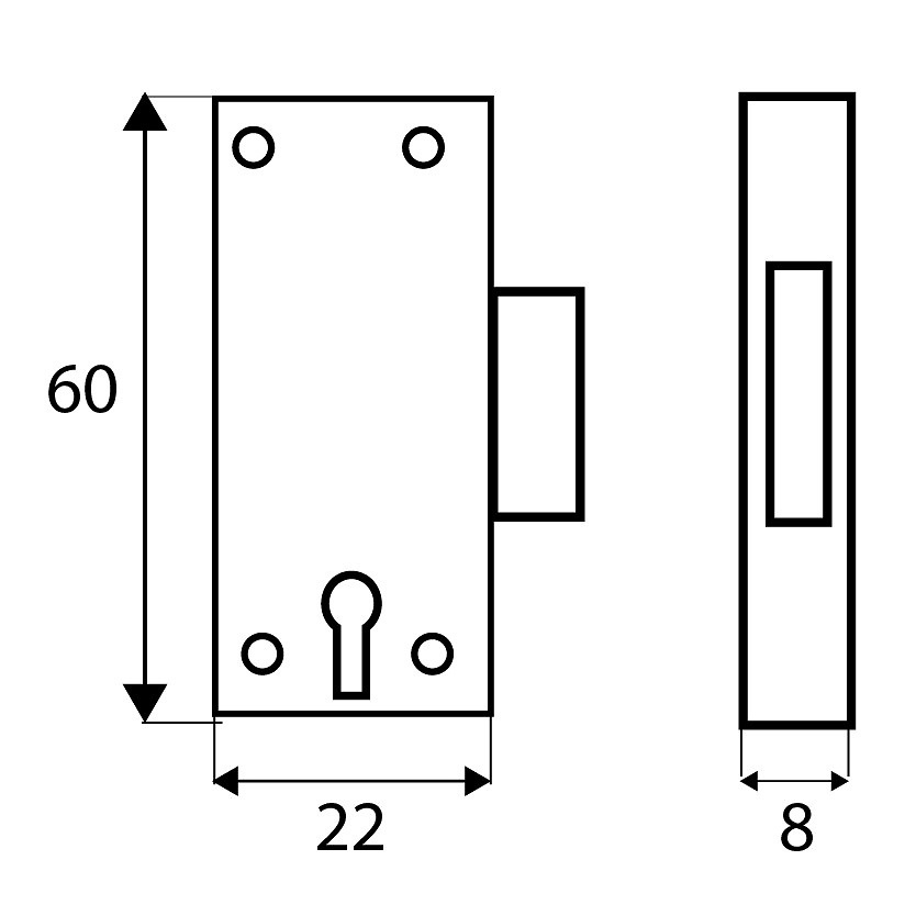 CERRADURA SOBREPONER CM17 22mm LATONADO 