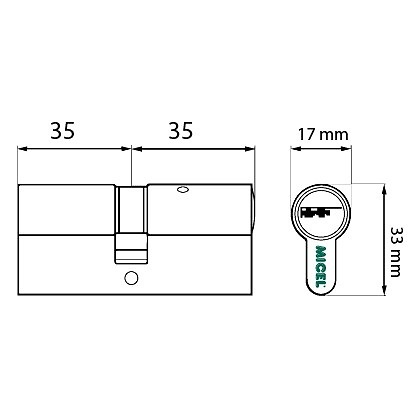 CILINDRO SEGURIDAD CS01 LEVA13 ANTI-BUMPING-TALADRO-SNAP-GANZUA-DOBLE EMBRAGUE NIQUEL 33 17 70 LARGA LATON 1 